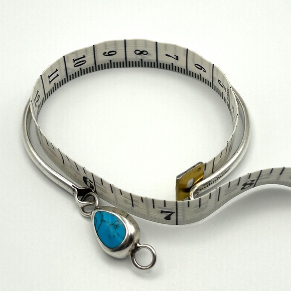 925 Sterling Silver and Turquoise Bangle Bracelet 7” Taxco - Picture 11 of 12
